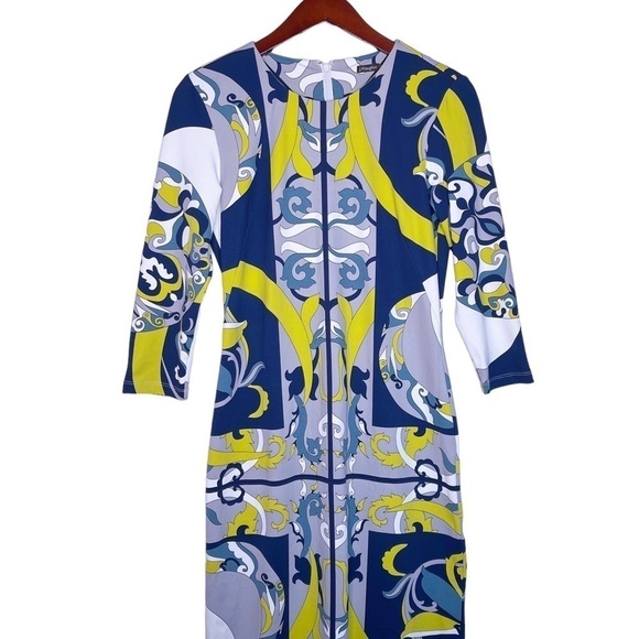 J. McLAUGHLIN NWT Sophia 3/4 Sleeve Crew Neck Dress Size Small in Multi Print - Picture 13 of 13